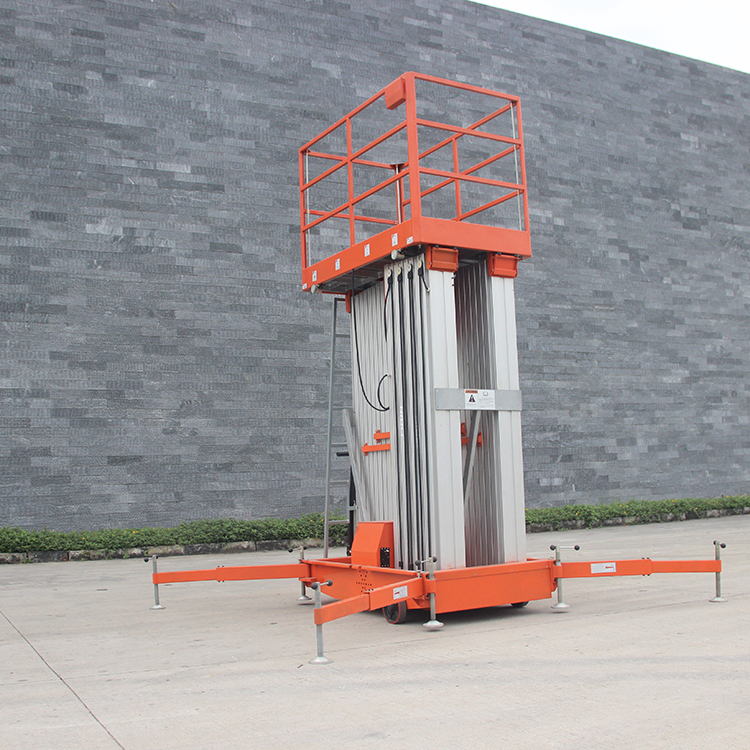 NIULI Mobile Hydraulic Double Mast Aluminium Alloy Lift Table Aerial Work Platform