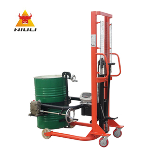 NIULI Handling Equipment Barrel Oil Drum Trolley Manual Hydraulic Oil Drum Stacker Drum Lifter with Weighing Scale