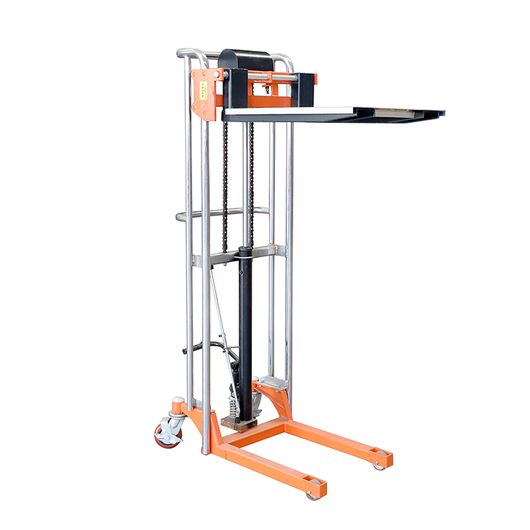 NIULI Mini Hand Forklifts 400KG Capacity 1500MM Lifting Height Manual Hand Hydraulic Pallet Stacker